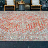 8’9 x 12’ Classic Vintage Rug Muted  Warm Red + Blue & Sea Green Carpet '3803