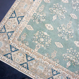 7’8 x 10’8 Classic Vintage Rug Muted  Sea Green, Beige + Blue