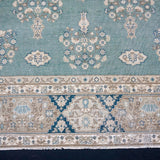 7’8 x 10’8 Classic Vintage Rug Muted  Sea Green, Beige + Blue