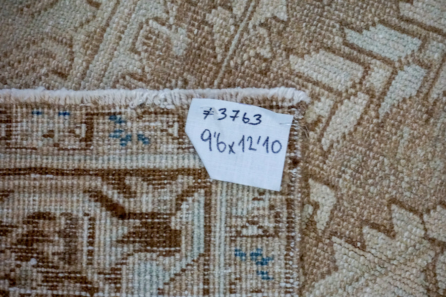 9’6 x 12’10 Classic Vintage Rug Muted Beige, Blue & Brown Carpet SB