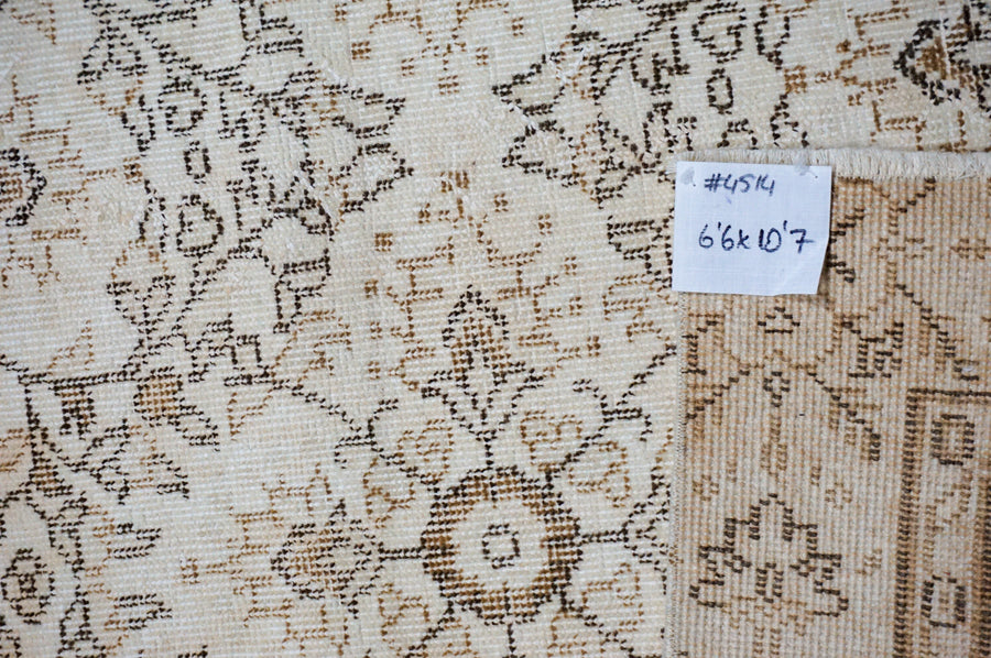 6’6 x 10’7 Vintage Oushak Rug Beige, Bronze & Brown