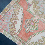 4’4 x 7’3 Vintage Oushak Rug Muted Salmon, Powder Blue & Green '4330 Linda's Barn
