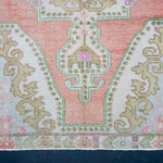 4’4 x 7’3 Vintage Oushak Rug Muted Salmon, Powder Blue & Green '4330 Linda's Barn