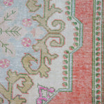 4’4 x 7’3 Vintage Oushak Rug Muted Salmon, Powder Blue & Green '4330 Linda's Barn