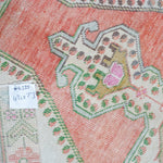4’4 x 7’3 Vintage Oushak Rug Muted Salmon, Powder Blue & Green '4330 Linda's Barn