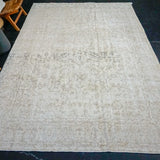 7’ x 11’ Vintage Oushak Rug Beige & Brown All Over Design Carpet