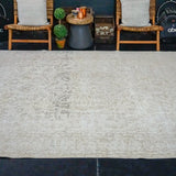 7’ x 11’ Vintage Oushak Rug Beige & Brown All Over Design Carpet