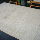 7’ x 11’ Vintage Oushak Rug Beige & Brown All Over Design Carpet