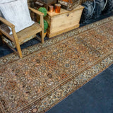 3’9 x 12’11 Persian Malayer Runner Brown, Apricot and Cream