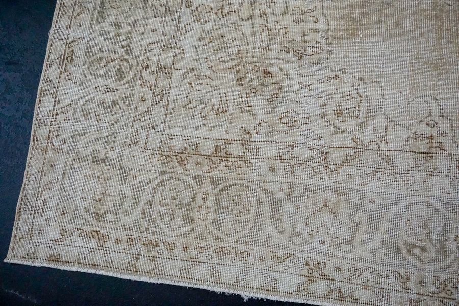6’8 x 10’ Vintage Oushak Rug Muted Clay-Gray and Greige Carpet