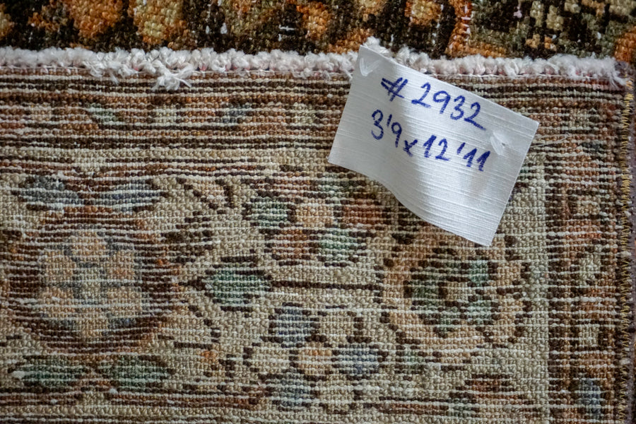 3’9 x 12’11 Persian Malayer Runner Brown, Apricot and Cream