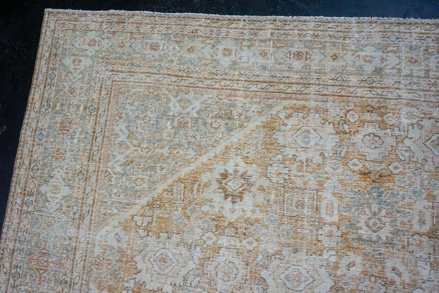 8’10 x 12’2 Classic Vintage Rug Muted Gray, Copper & Beige Carpet