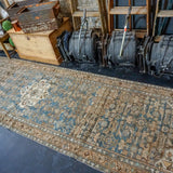 3’7 x 12’8  Persian Malayer Runner Indigo Blue, Brown and Beige '2923