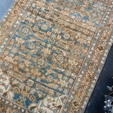 3’7 x 12’8  Persian Malayer Runner Indigo Blue, Brown and Beige '2923