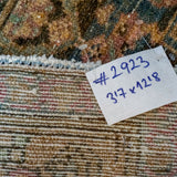 3’7 x 12’8  Persian Malayer Runner Indigo Blue, Brown and Beige '2923