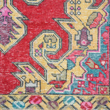 4’4 x 7’5 Vintage Oushak Rug Watermelon, Blue & Ecru '4389