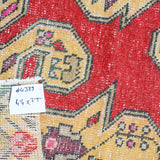 4’4 x 7’5 Vintage Oushak Rug Watermelon, Blue & Ecru '4389