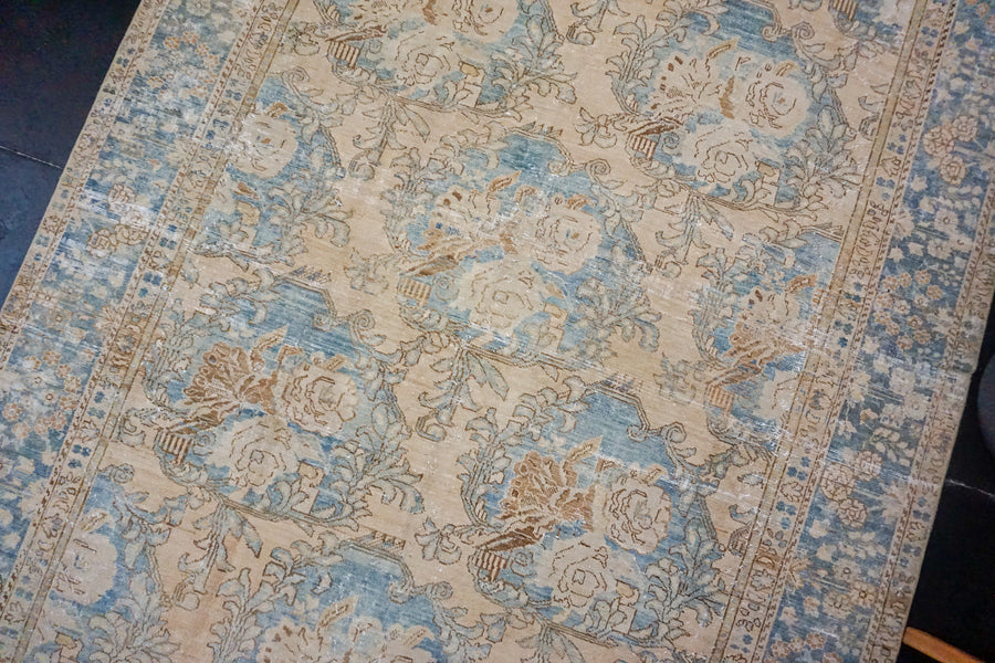 7’ x 10’1 Classic Vintage Rug Muted Blue + Blush-Beige Carpet