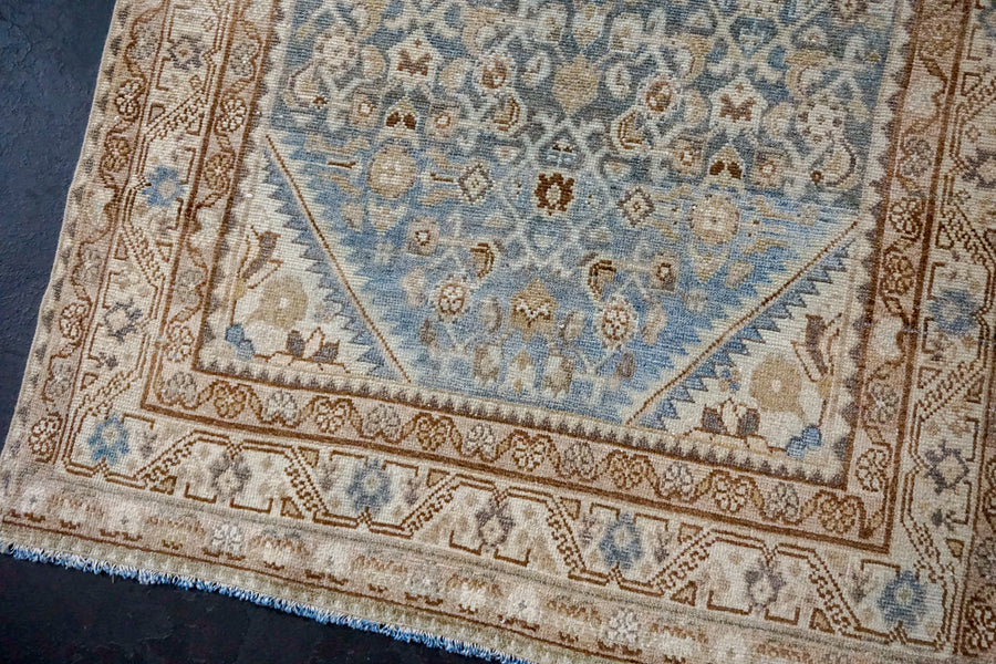 3’6 x 12’5 Classic Vintage Runner Muted Blue, Brown & Beige SB