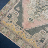 3’8 x 7’ Vintage Oushak Rug Muted Pink, Gray & Oyster Shell