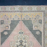 3’8 x 7’ Vintage Oushak Rug Muted Pink, Gray & Oyster Shell