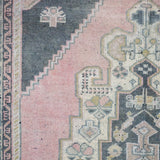 3’8 x 7’ Vintage Oushak Rug Muted Pink, Gray & Oyster Shell