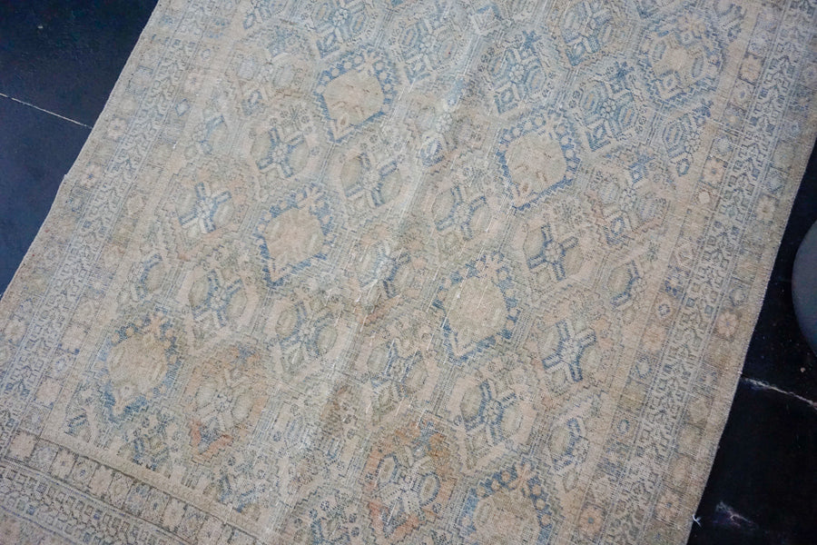 4’2 x 5’8 Classic Vintage Rug Muted Yellow, Blue + Green Carpet SB