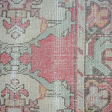 2’10 x 9’5 Turkish Oushak Runner Coral Pink, Cream and Blue