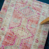 2’8 x 9’ Turkish Oushak Runner Muted Pinks, Cream, Violet and Gray