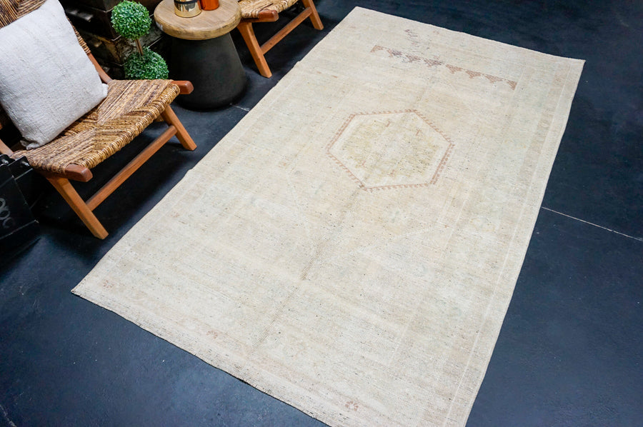 4’8 x 8’4 Antique Taspinar Rug Muted Beige, Khaki & Bronze
