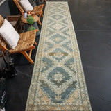 3’ x 15’ Classic Vintage Runner Muted Blue, Camel Beige & Cream