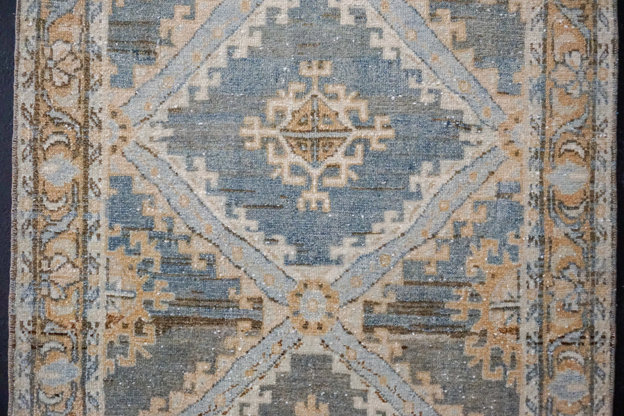 3’ x 15’ Classic Vintage Runner Muted Blue, Camel Beige & Cream