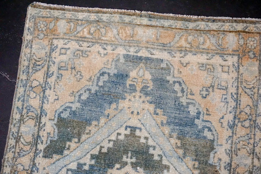 3’ x 15’ Classic Vintage Runner Muted Blue, Camel Beige & Cream