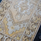 3’3 x 10’8 Vintage Turkish Runner Muted Yellows, Cream and Apricot