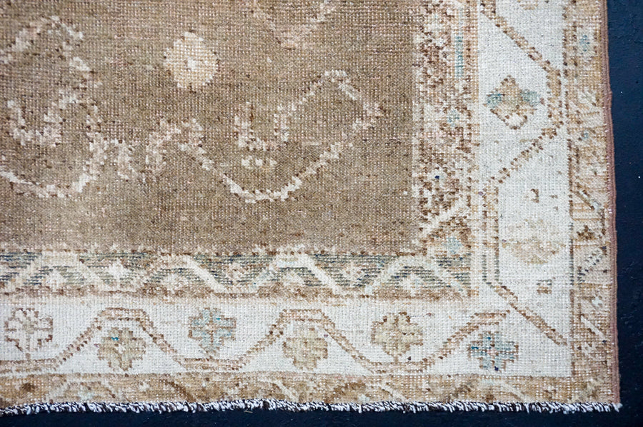 7’3 x 10’11 Antique Oushak Camel Beige & Sage