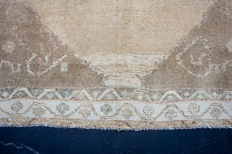 7’3 x 10’11 Antique Oushak Camel Beige & Sage