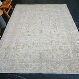 6’8 x 10’4 Vintage Oushak Rug Beige & Forest Green Carpet SB