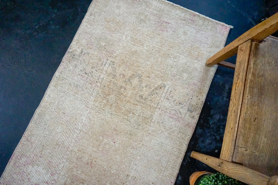2’9 x 11’3 Vintage Turkish Runner Beige, Pink and Camel Beige
