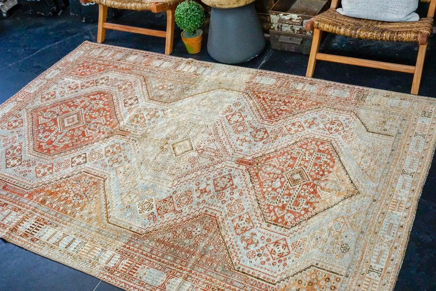 5’7 x 8’4 Classic Antique Rug Muted Copper, Gray & Blue Carpet SB