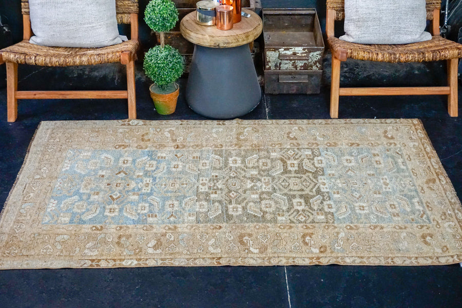 3’6 x 6’3 Classic Antique Rug Muted Camel, Blue + Brown Carpet