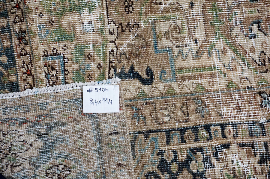 8’4 x 11’4 Classic Vintage Rug Chocolate Brown, Green & Blue