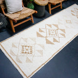 3’3 x 10'10 Vintage Herki Runner Cream & Light Brown