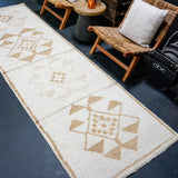 3’3 x 10'10 Vintage Herki Runner Cream & Light Brown