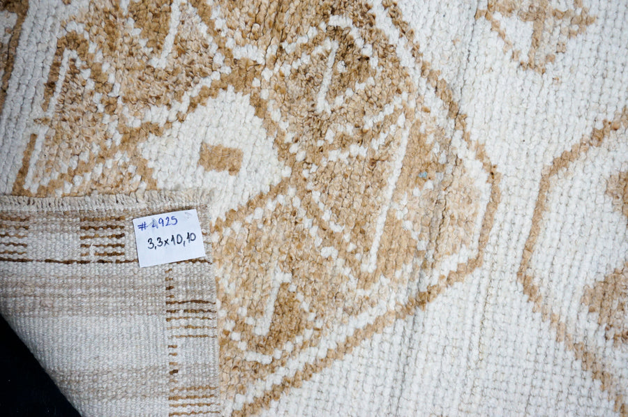 3’3 x 10’10 Vintage Herki Runner Cream & Warm Brown