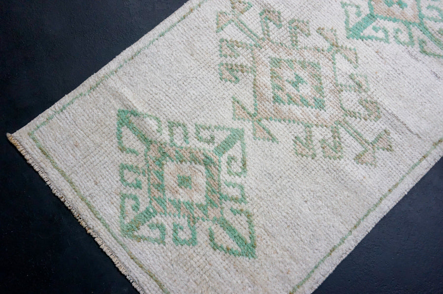 3’ x 12’ Vintage Herki Runner Cream & Green