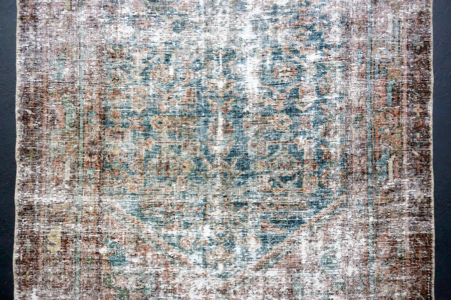 3'3 x 12’8  Classic Antique Runner Muted Indigo, Denim & Burnt Spice