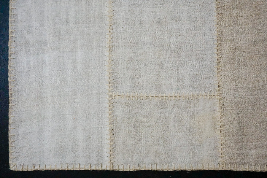 9’ x 12’4 MCM Vintage Organic Hemp Rug Off White Collage Kilim