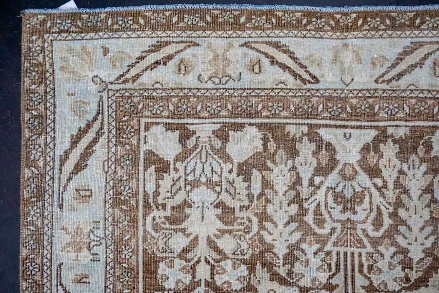 4’ x 7’ Classic Vintage Rug Muted Beige, Brown + Sage-Gray Carpet