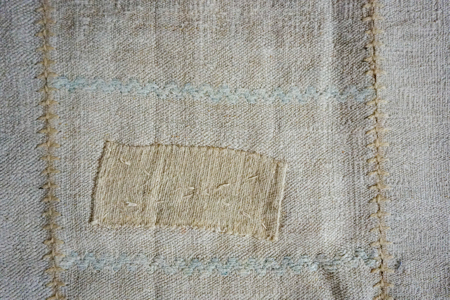 10’ x 13’ MCM Vintage Organic Hemp Rug Off White Collage Kilim