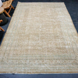 6’10 x 10’7 Classic Vintage Rug Muted Camel Brown, Sea & Turquoise Blue '5077
